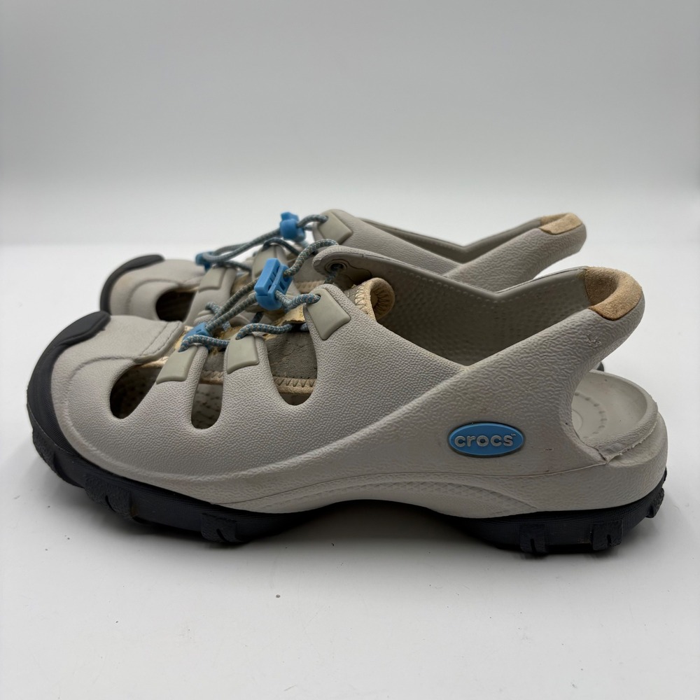 Crocs All Terrain Offroad Sport Sandals Womens 7 Gray Bungee Lace Hiking Clogs